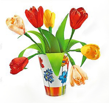 Как сделать цветок из гофрированной бумаги тюльпаны